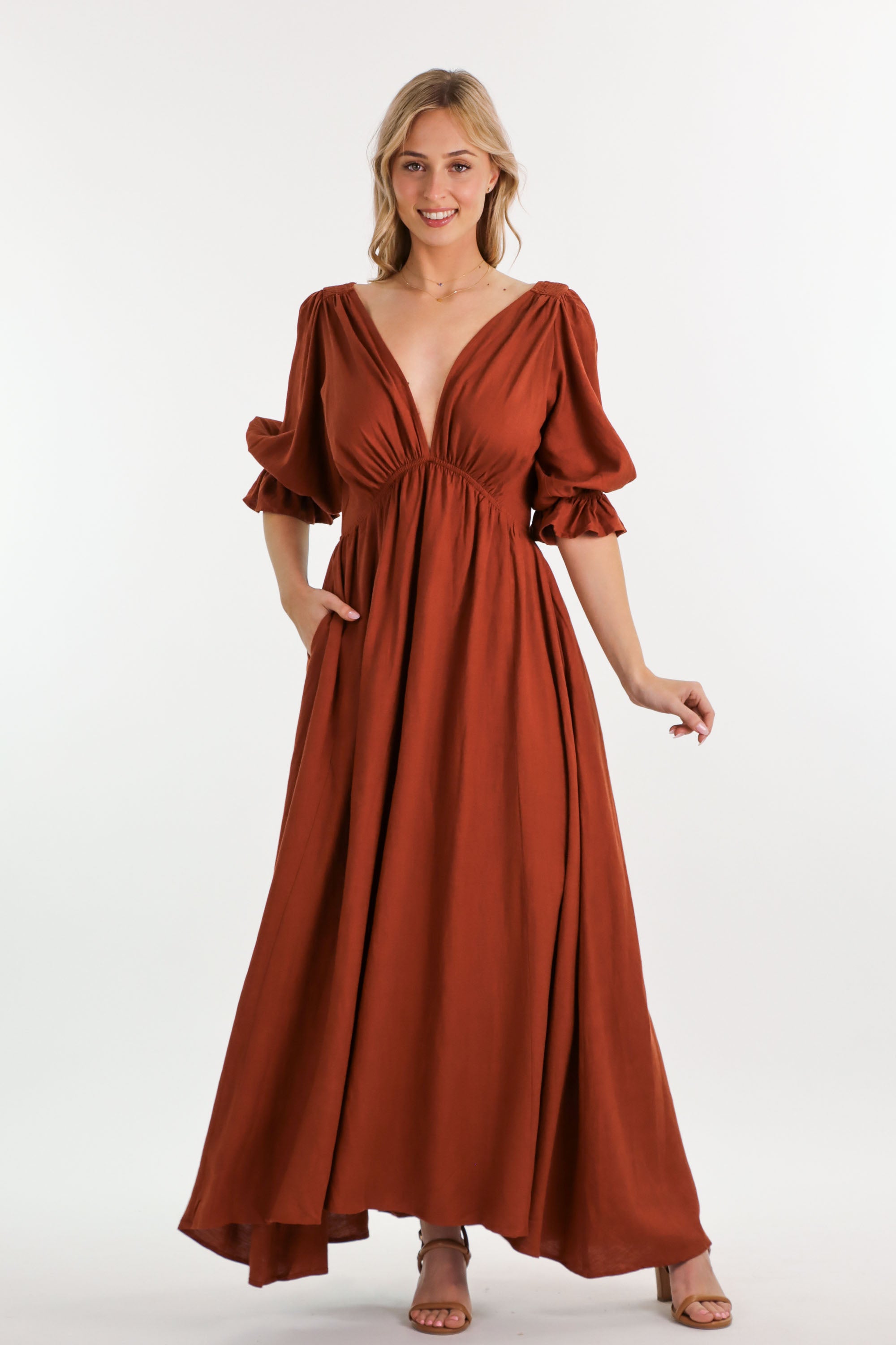 Nellie Suede Dress Rust