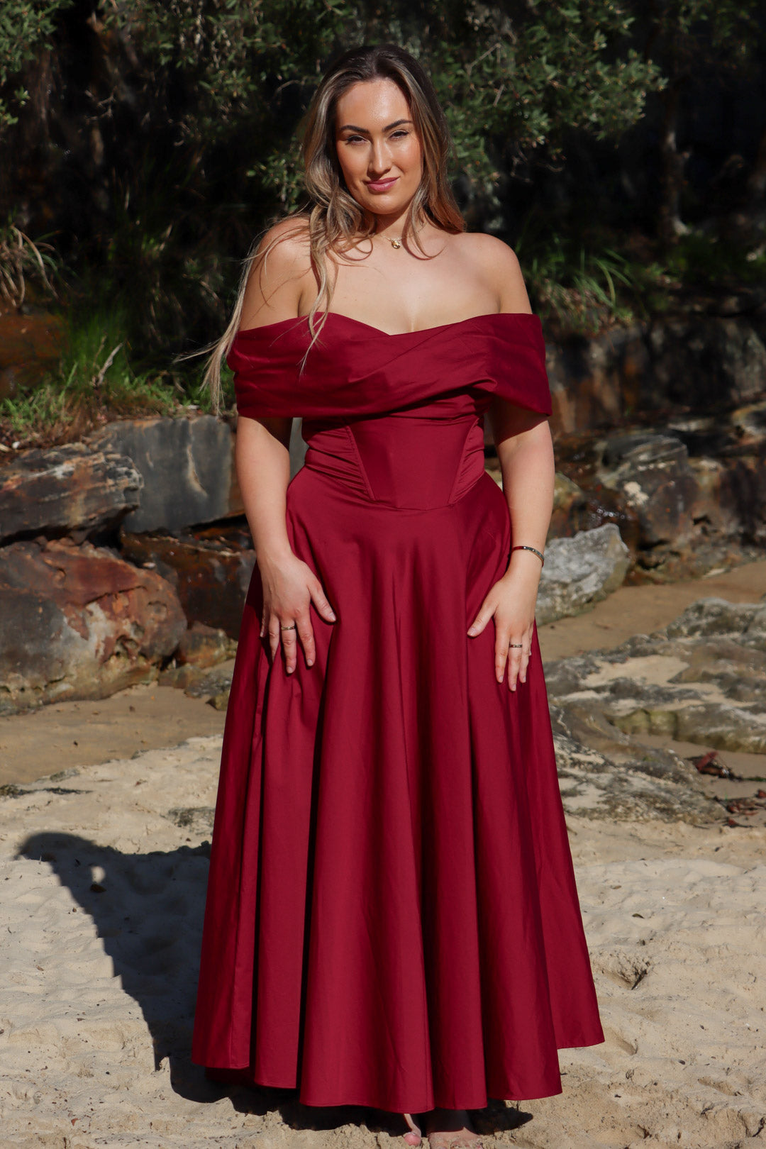 Vivienne Burgundy Dress