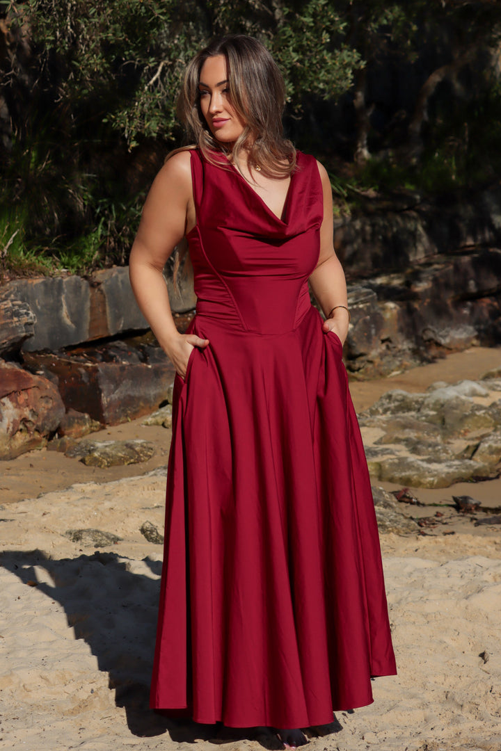 Vivienne Burgundy Dress