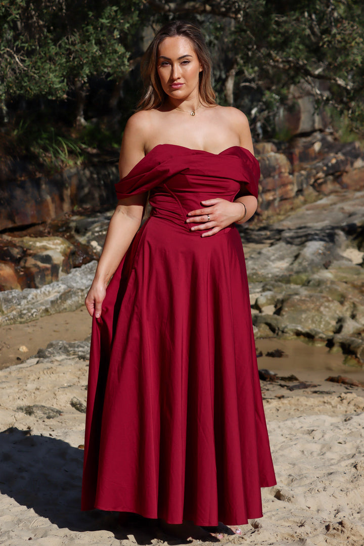 Vivienne Burgundy Dress