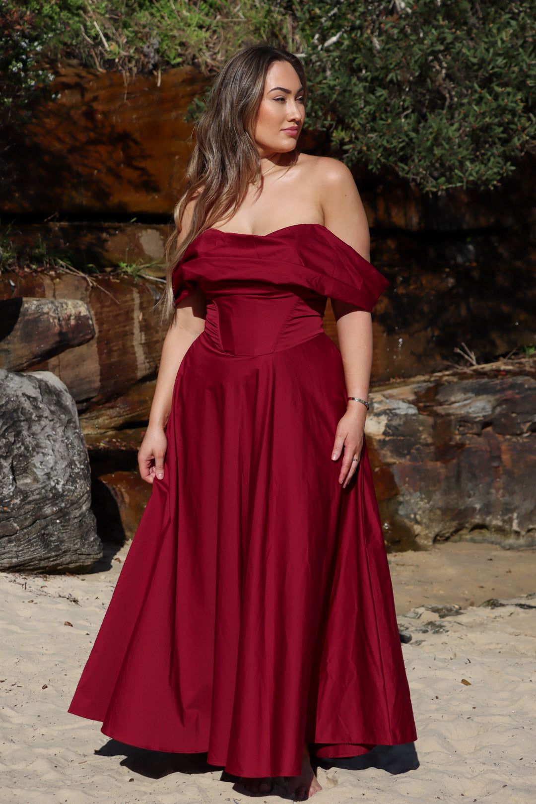 Vivienne Burgundy Dress