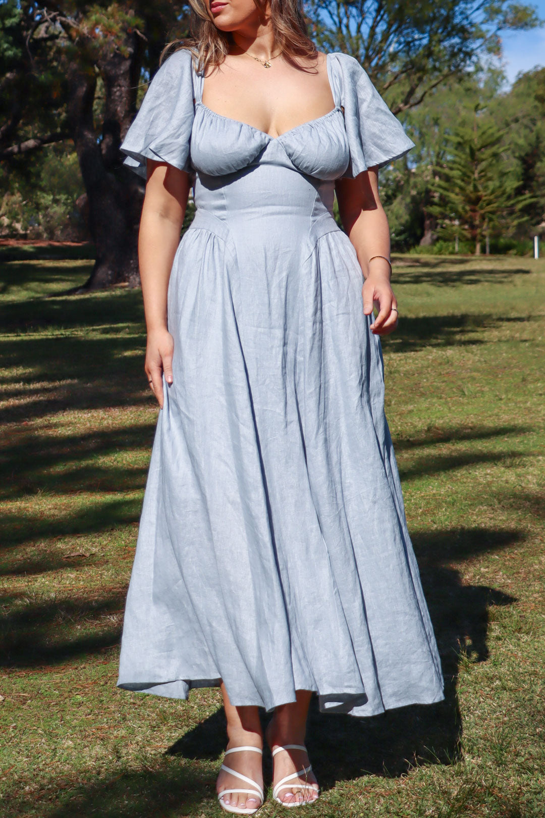 Bridgette Soft Blue Linen Dress