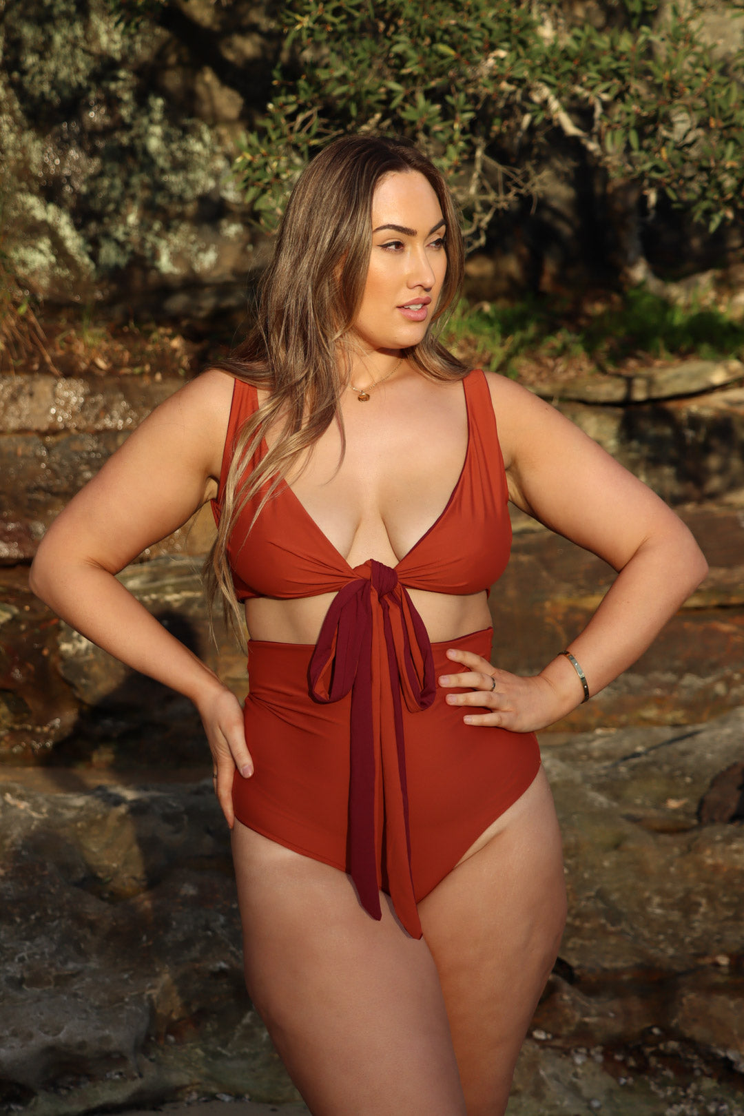 Lola Reversible Bikini Top - Plum / Burnt Sienna