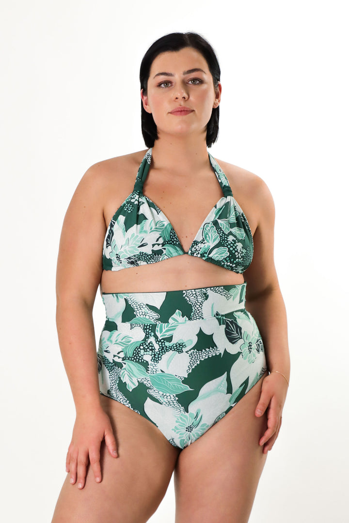 Eva Reversible Bikini Top - Jungle / Forest Green