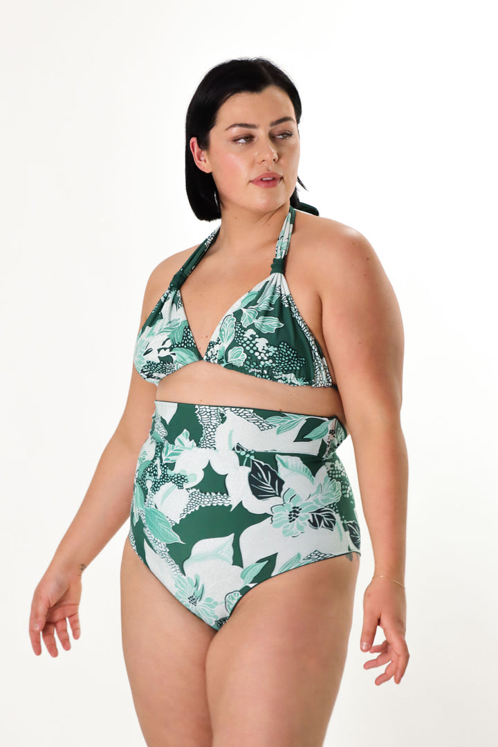 Eva Reversible Bikini Top - Jungle / Forest Green