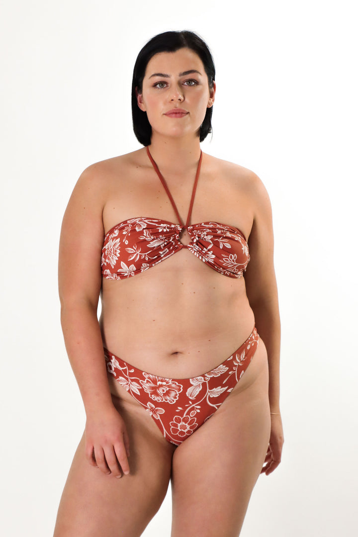 Eva Reversible Bikini Top - Chintz / Burnt Sienna