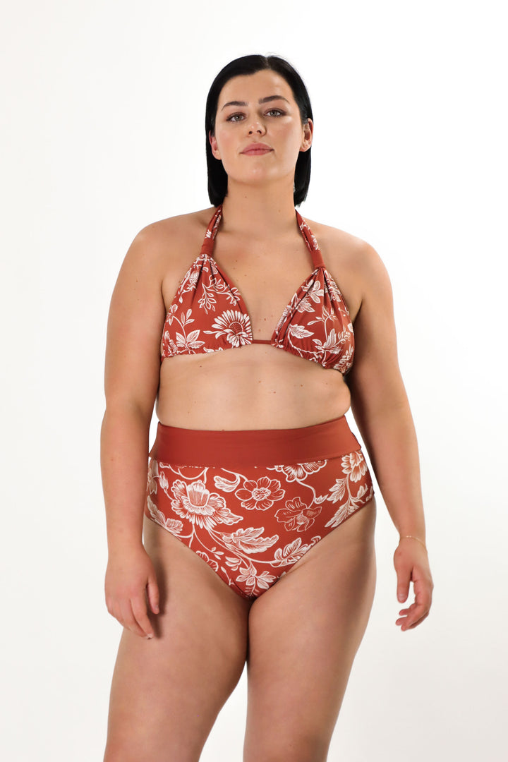 Eva Reversible Bikini Top - Chintz / Burnt Sienna