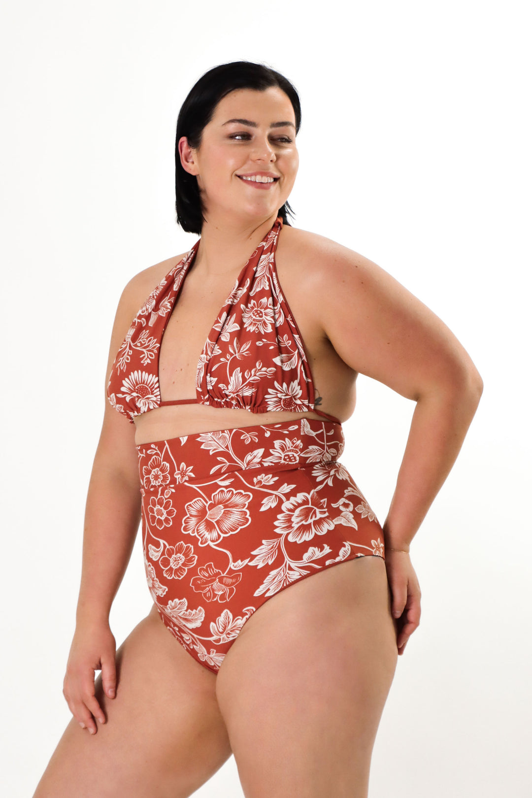 Eva Reversible Bikini Top - Chintz / Burnt Sienna