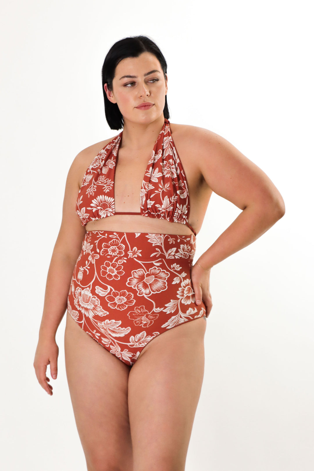 Eva Reversible Bikini Top - Chintz / Burnt Sienna