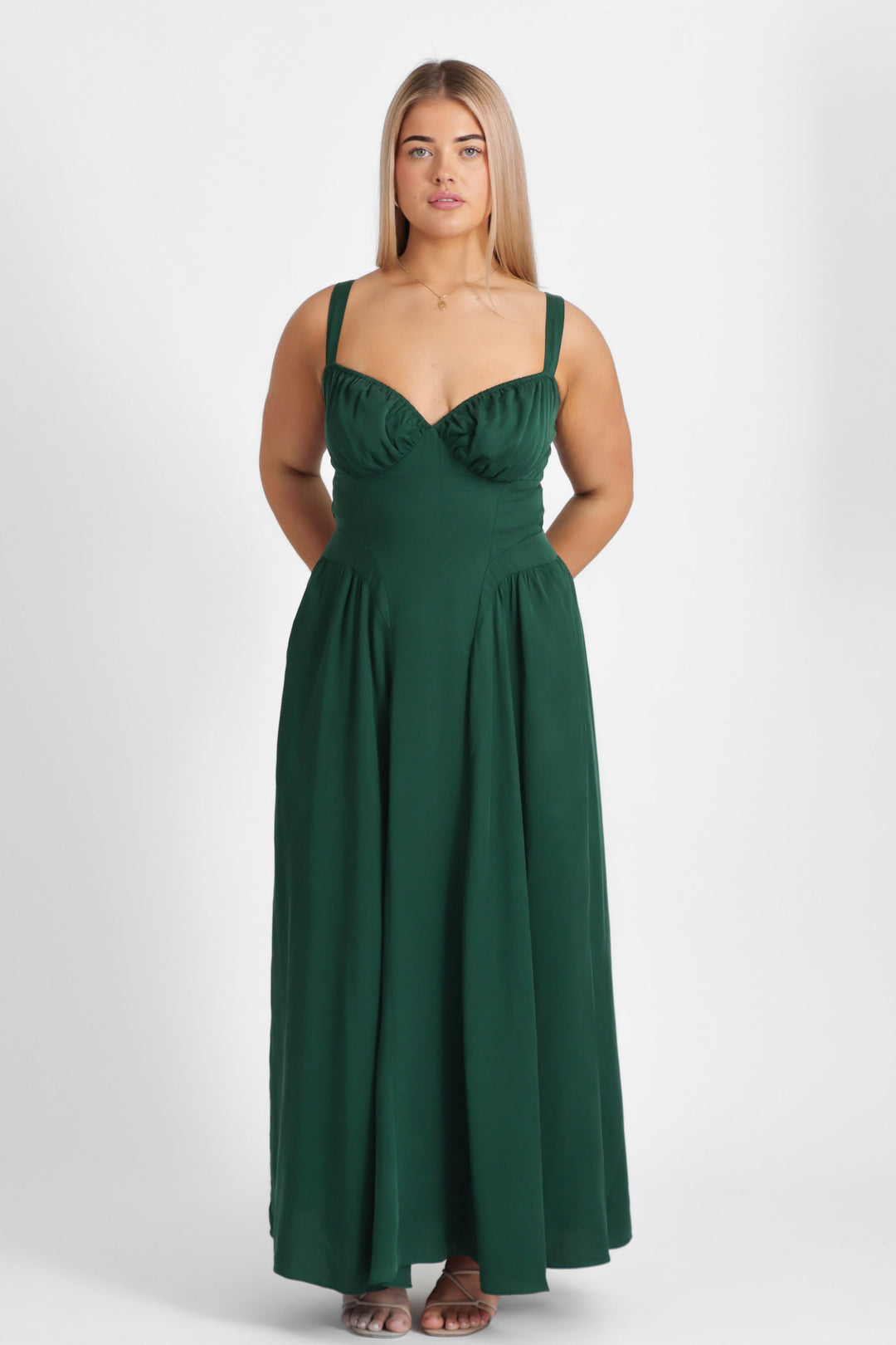 Bridgette Forest Green Dress - Tencel