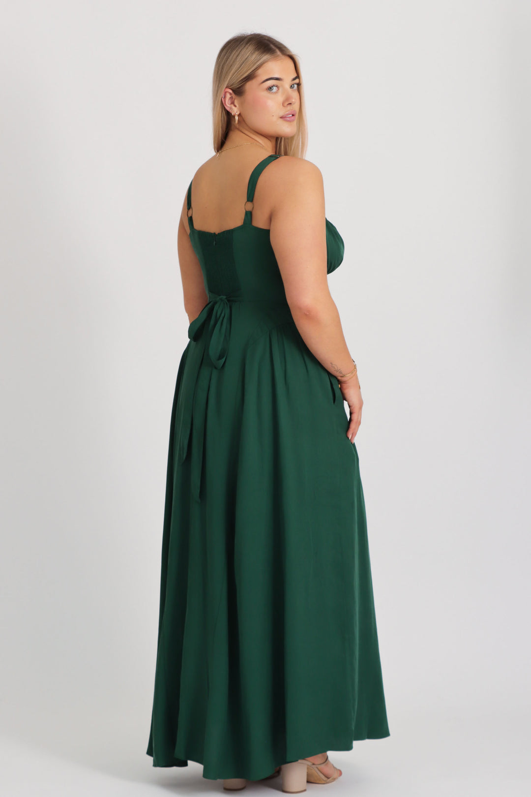 Bridgette Forest Green Dress - Tencel