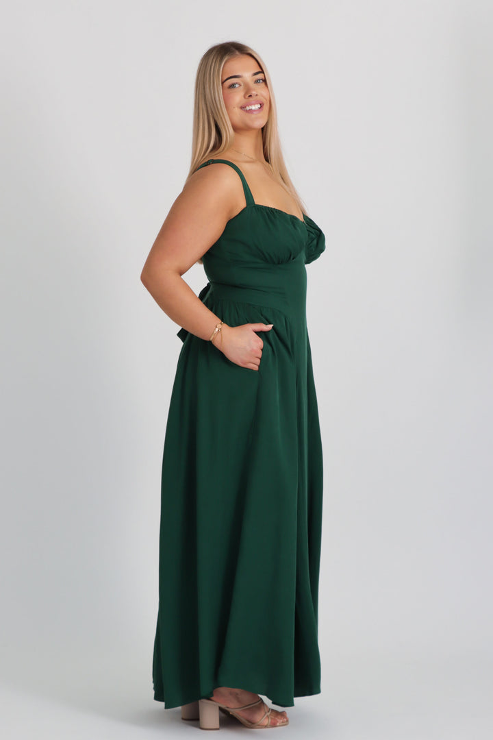 Bridgette Forest Green Dress - Tencel