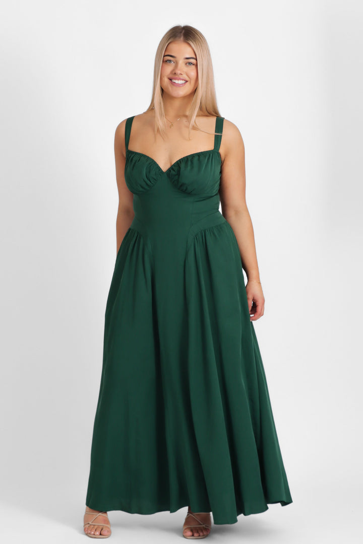 Bridgette Forest Green Dress - Tencel