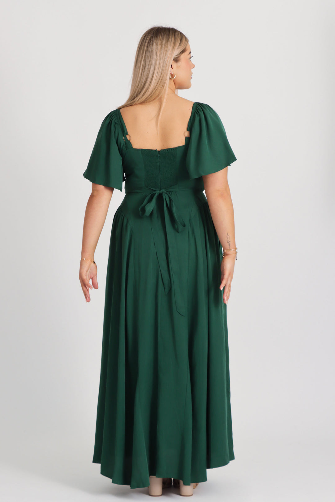 Bridgette Forest Green Dress - Tencel