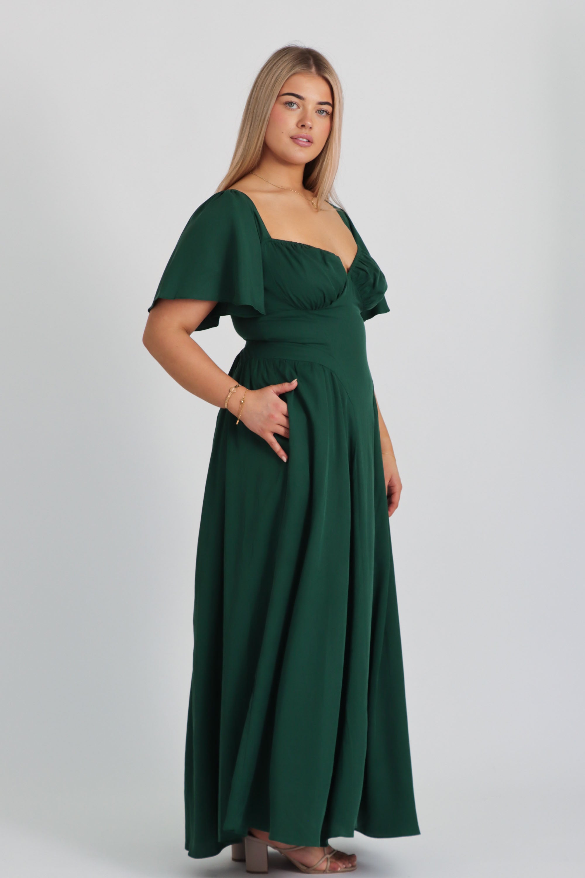 Bridgette Forest Green Dress Tencel Aulieude