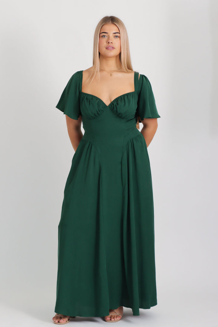 Bridgette Forest Green Dress - Tencel