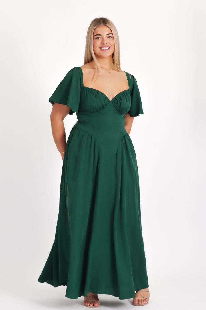 Bridgette Forest Green Dress - Tencel