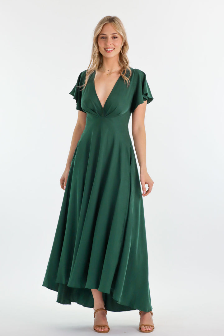 Adele Forest Green Dress - Tencel