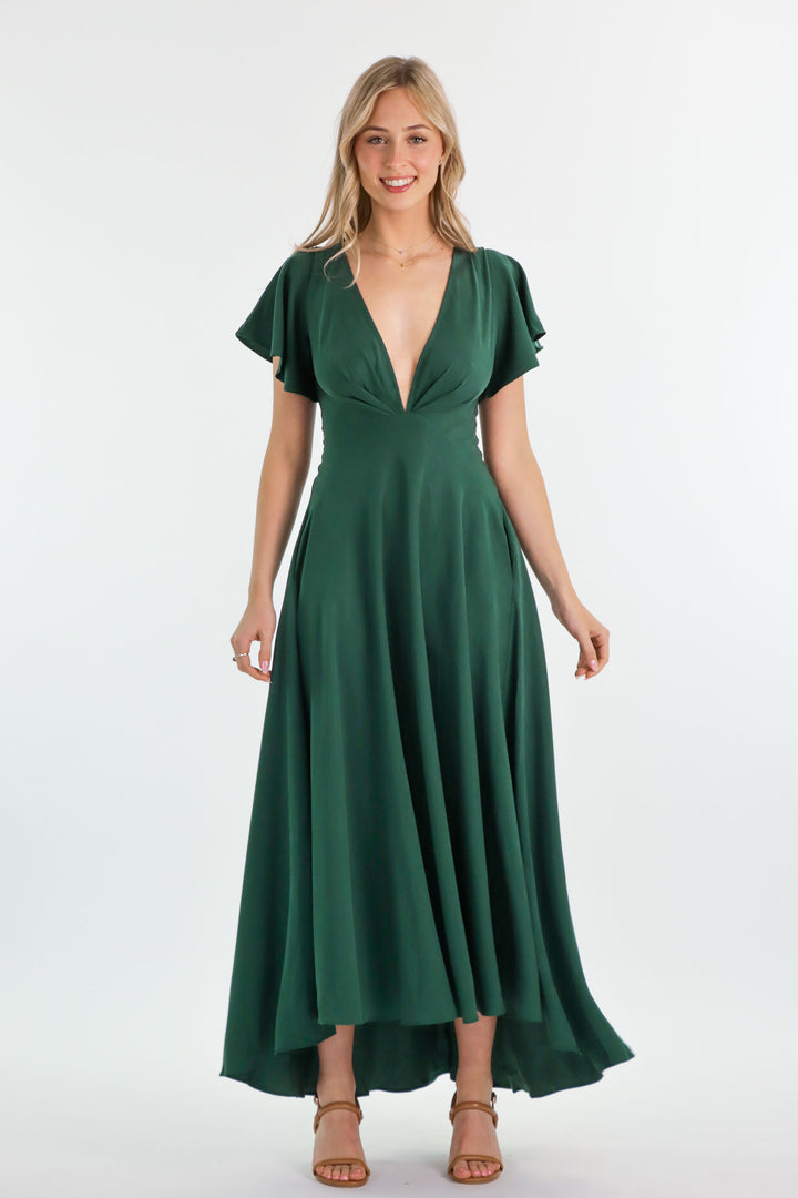 Adele Forest Green Dress - Tencel