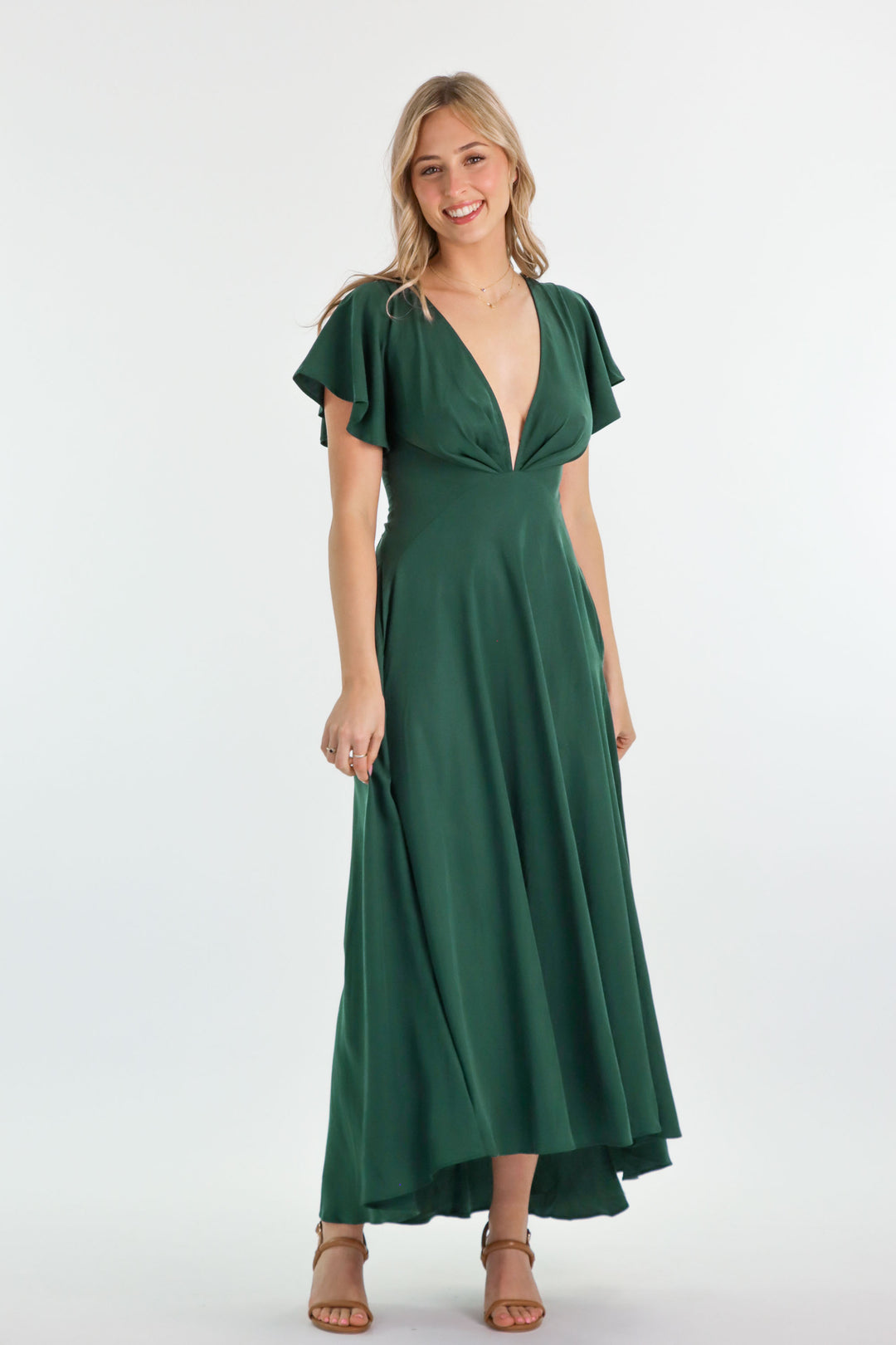 Adele Forest Green Dress - Tencel