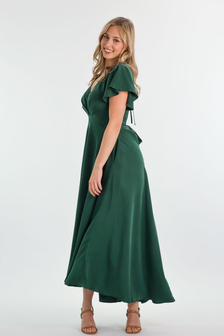 Adele Forest Green Dress - Tencel