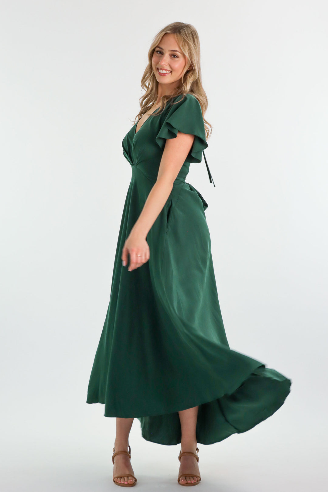 Adele Forest Green Dress - Tencel