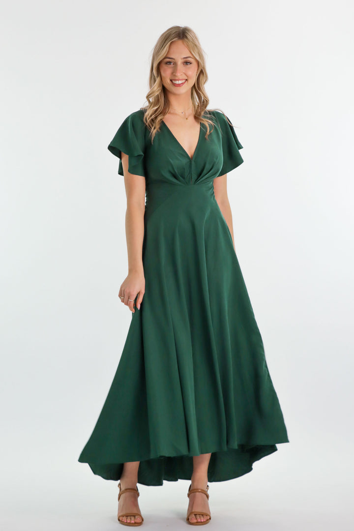 Adele Forest Green Dress - Tencel