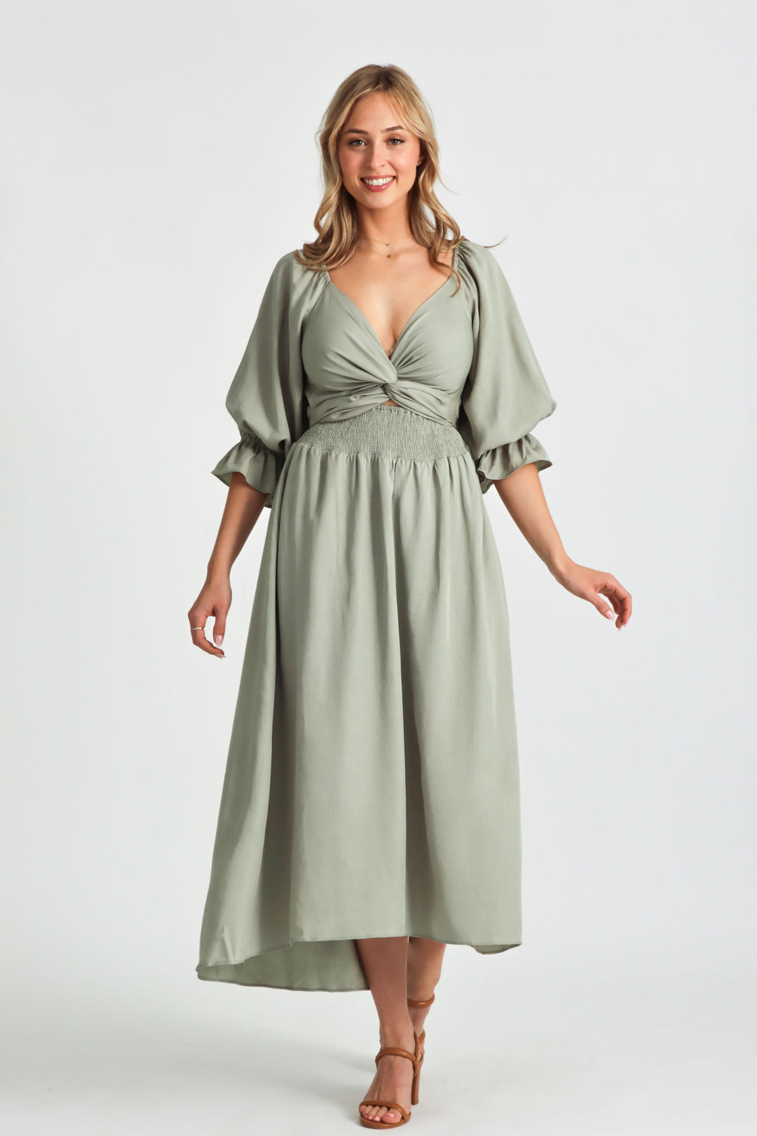 Charlotte Sage Green Dress - Tencel