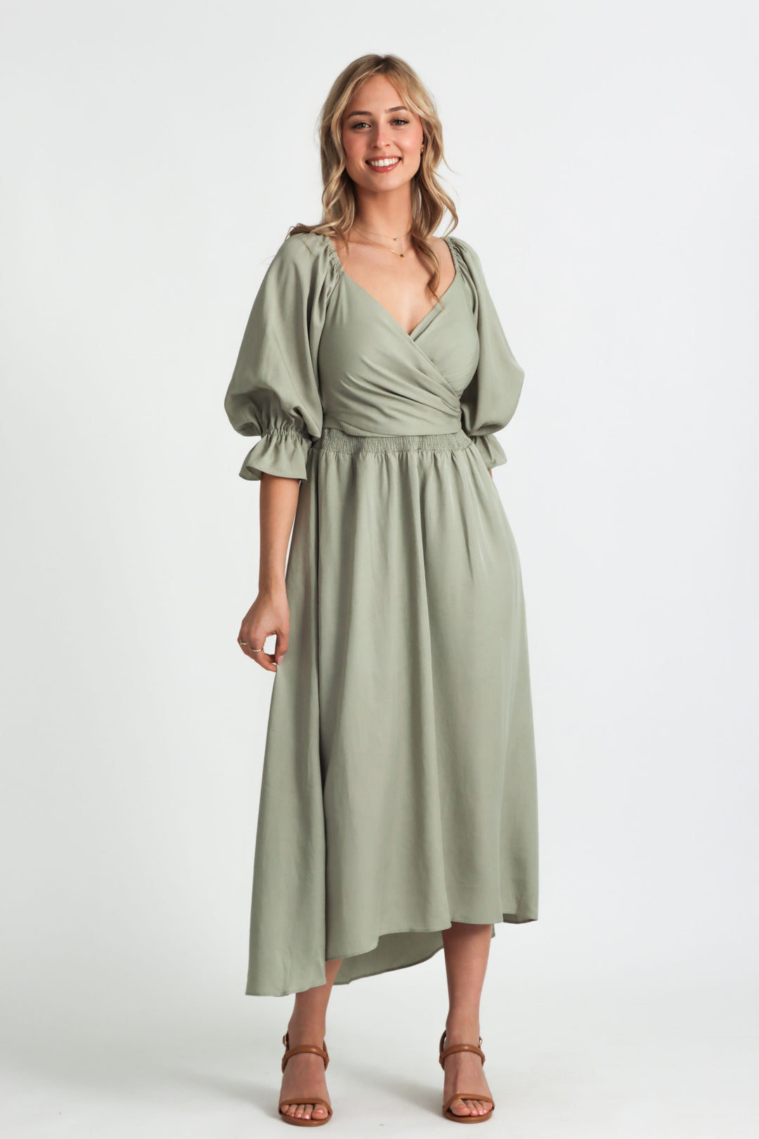 Charlotte Sage Green Dress - Tencel