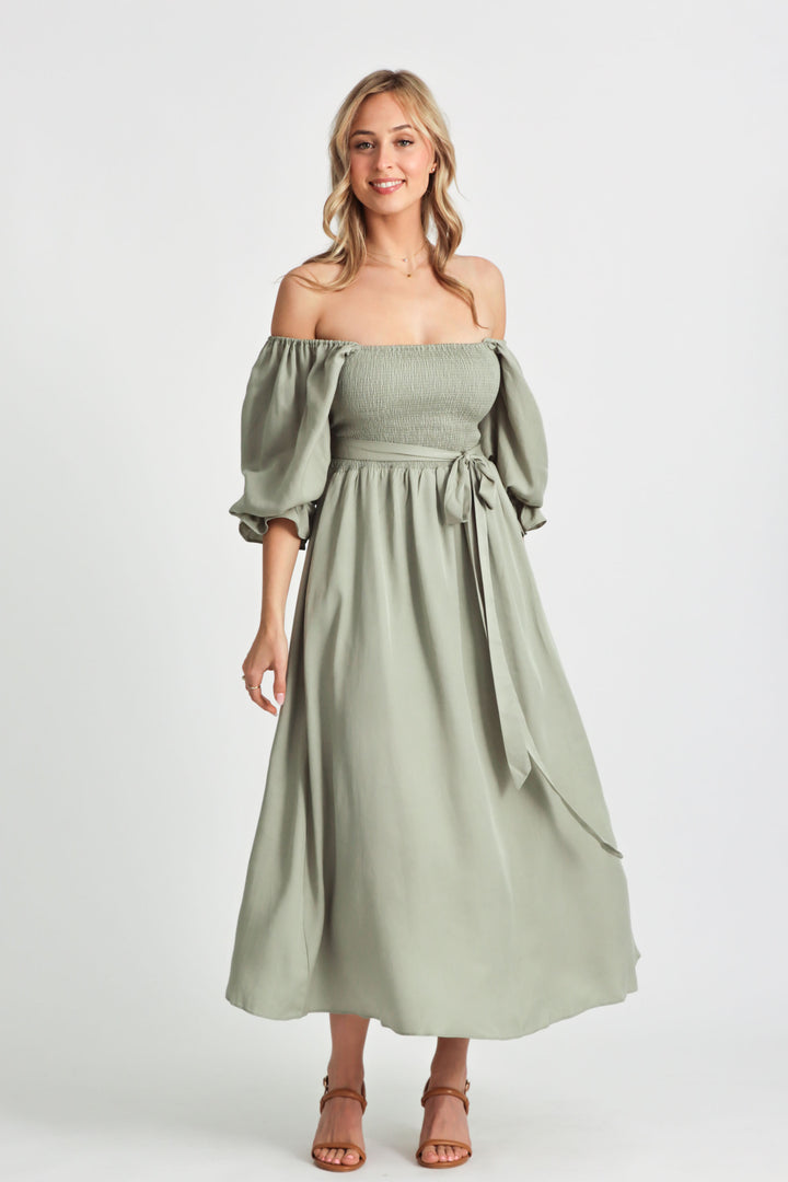 Charlotte Sage Green Dress - Tencel