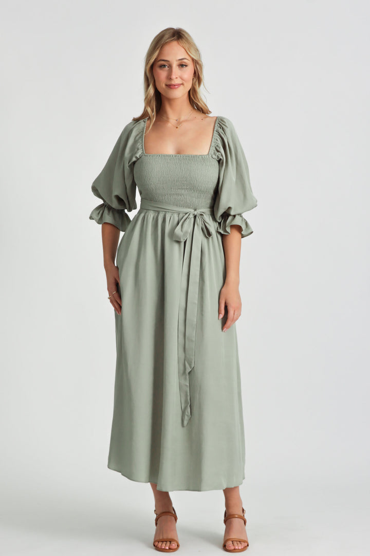 Charlotte Sage Green Dress - Tencel