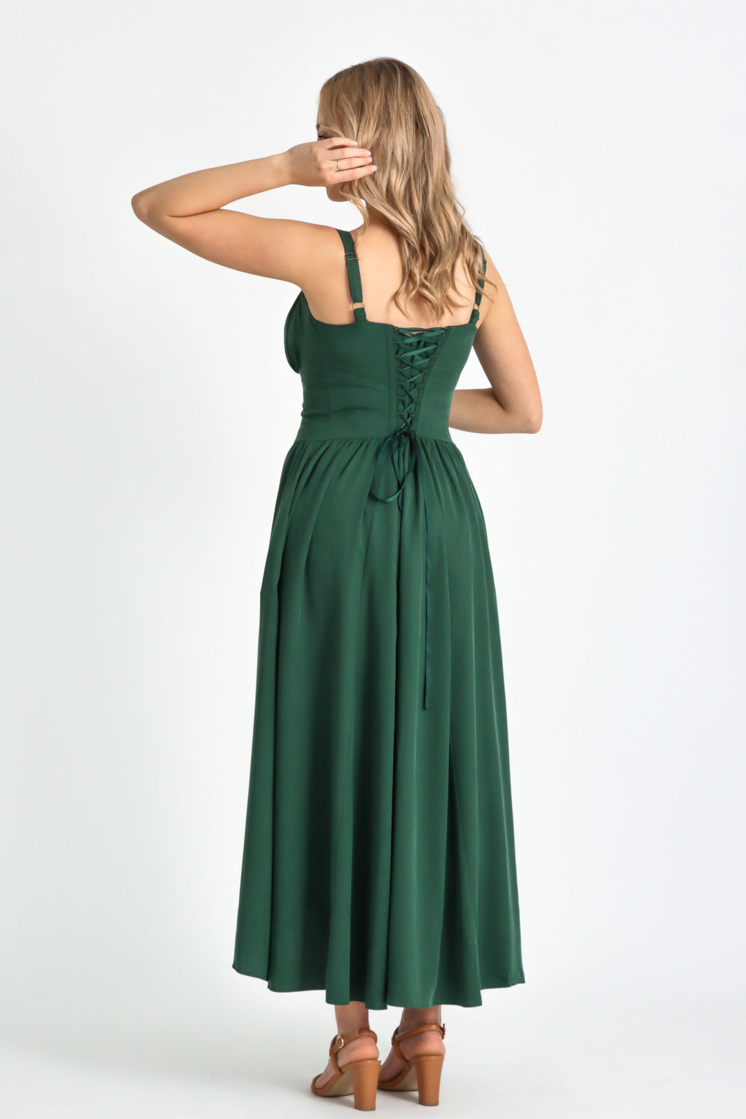 Delilah Forest Green Dress - Tencel