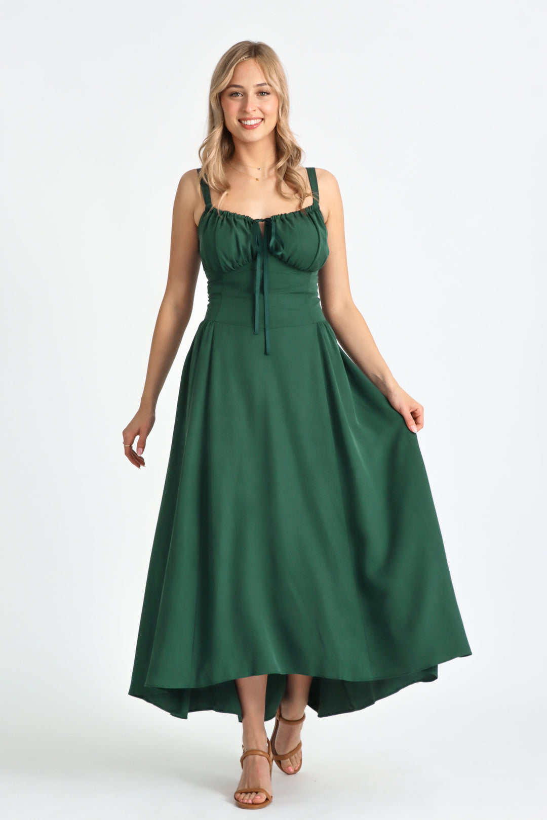 Delilah Forest Green Dress - Tencel