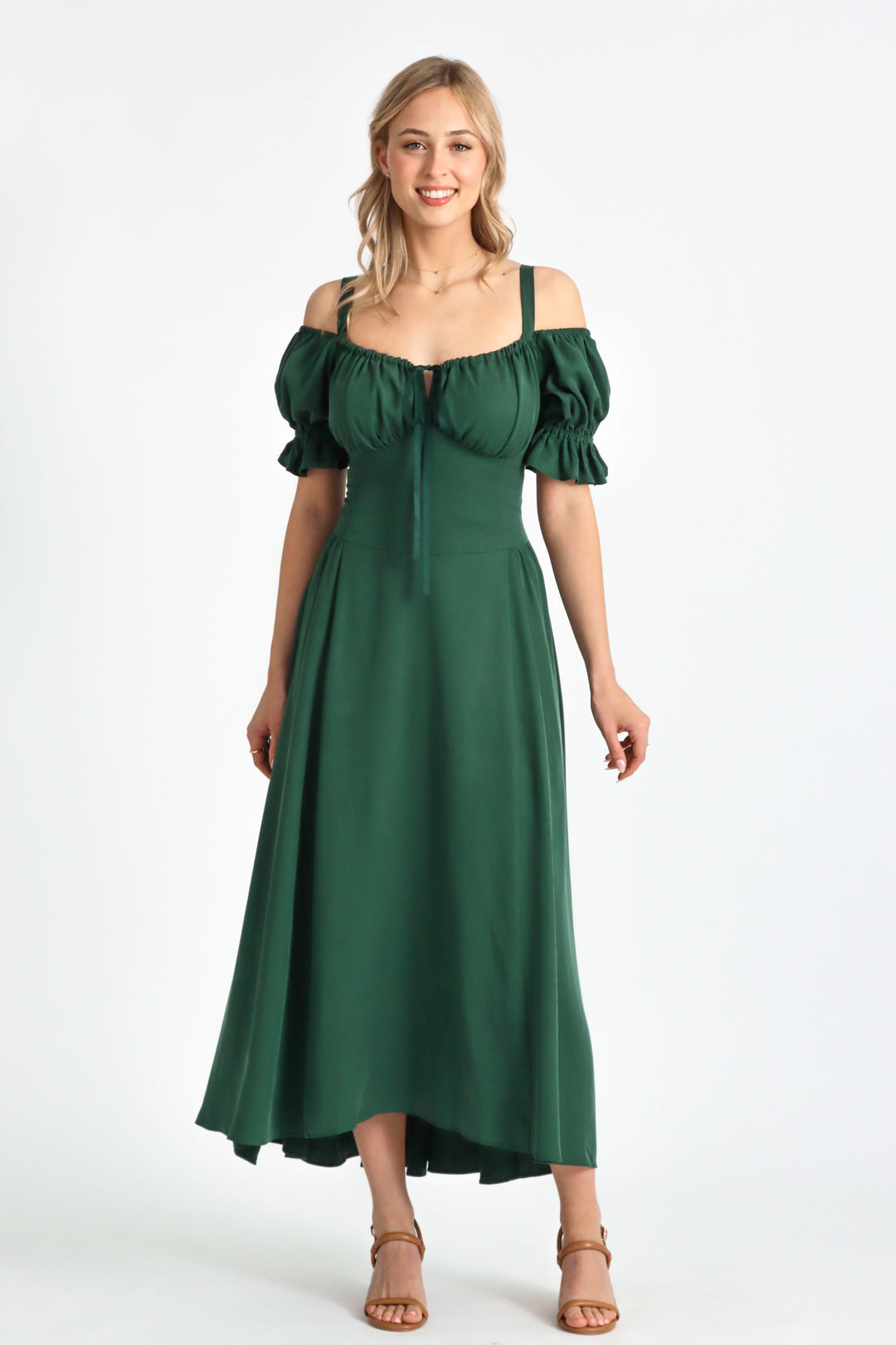 Delilah Forest Green Dress - Tencel