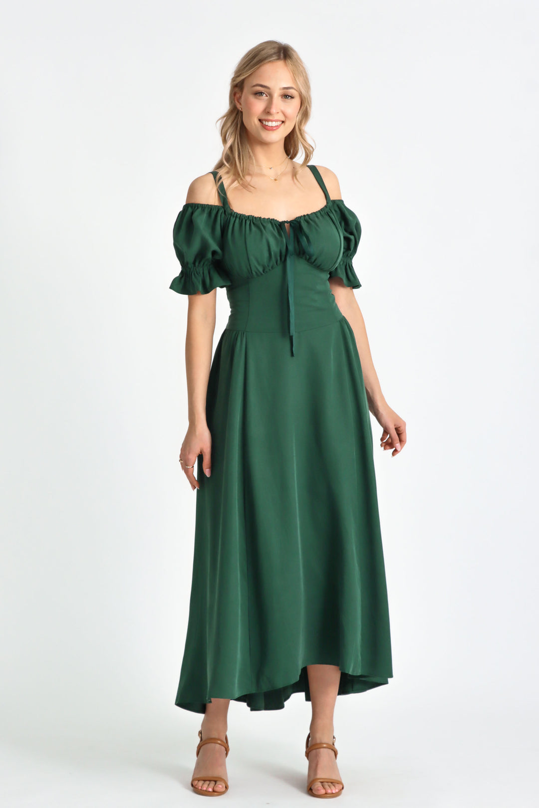 Delilah Forest Green Dress - Tencel