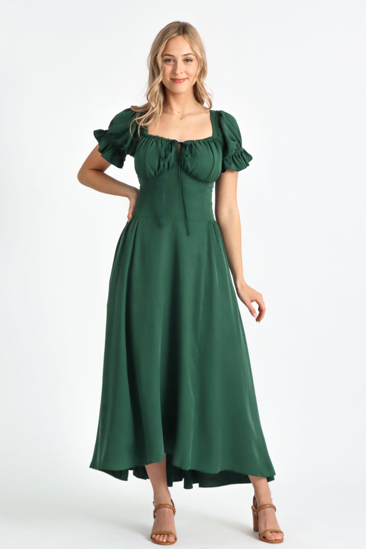 Delilah Forest Green Dress - Tencel