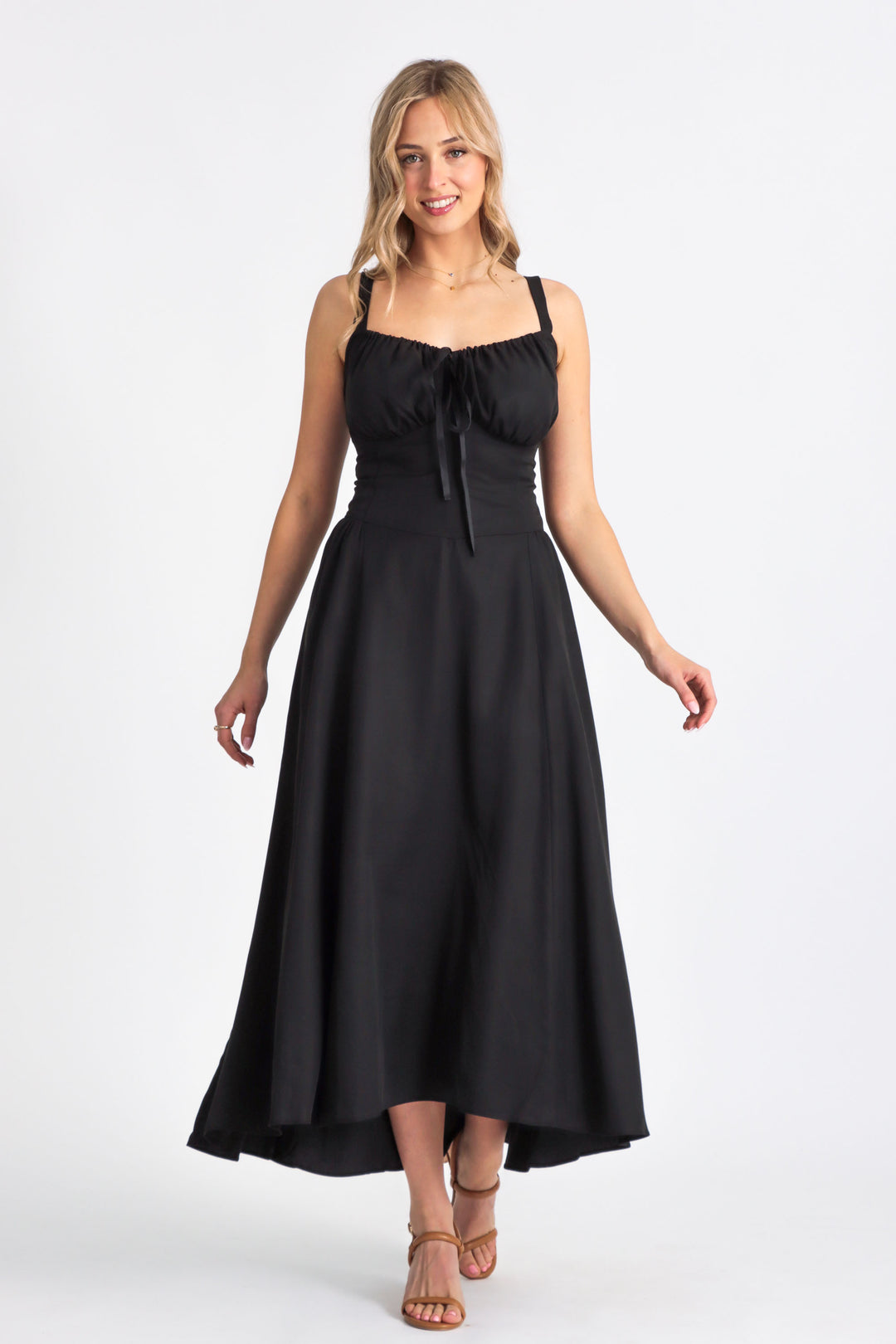 Delilah Charcoal Black Dress - Tencel