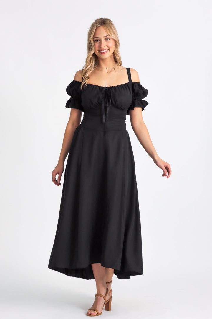 Delilah Charcoal Black Dress - Tencel