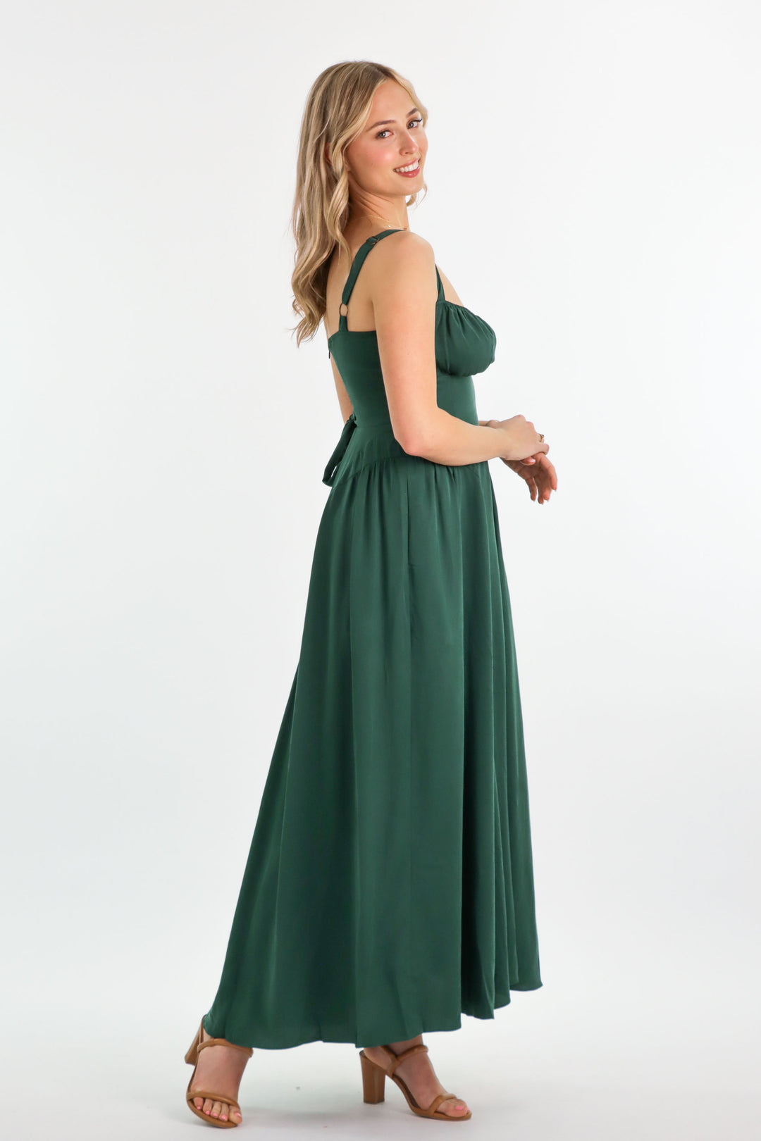 Bridgette Forest Green Dress - Tencel