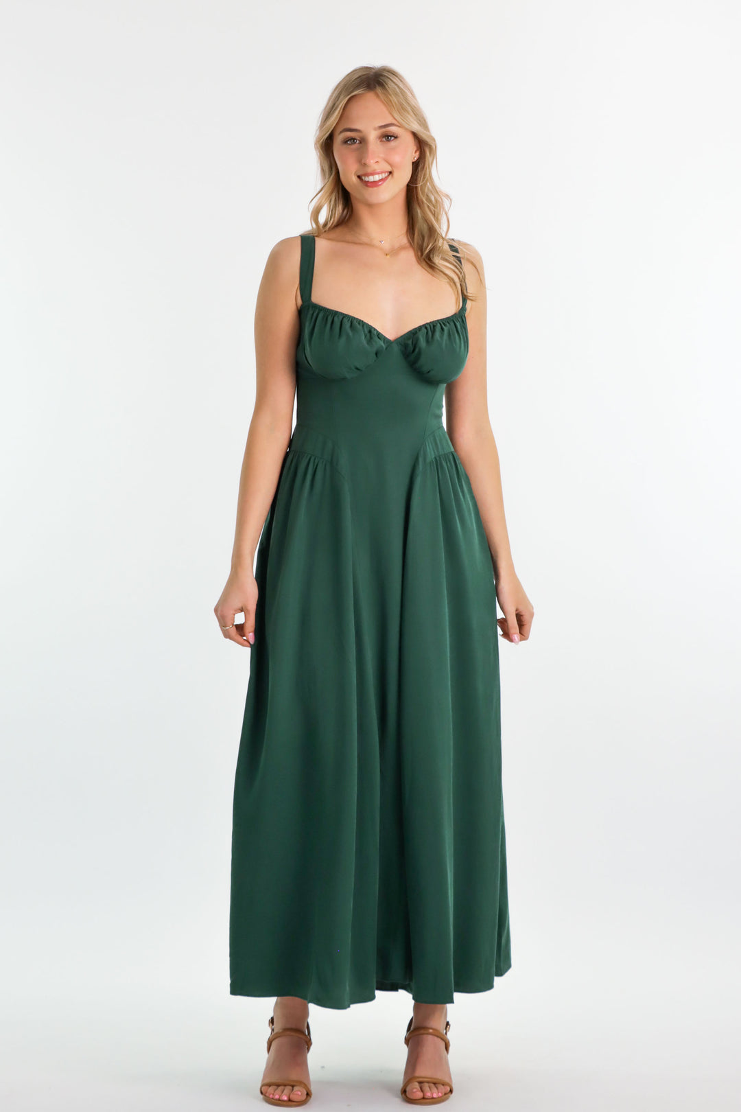 Bridgette Forest Green Dress - Tencel