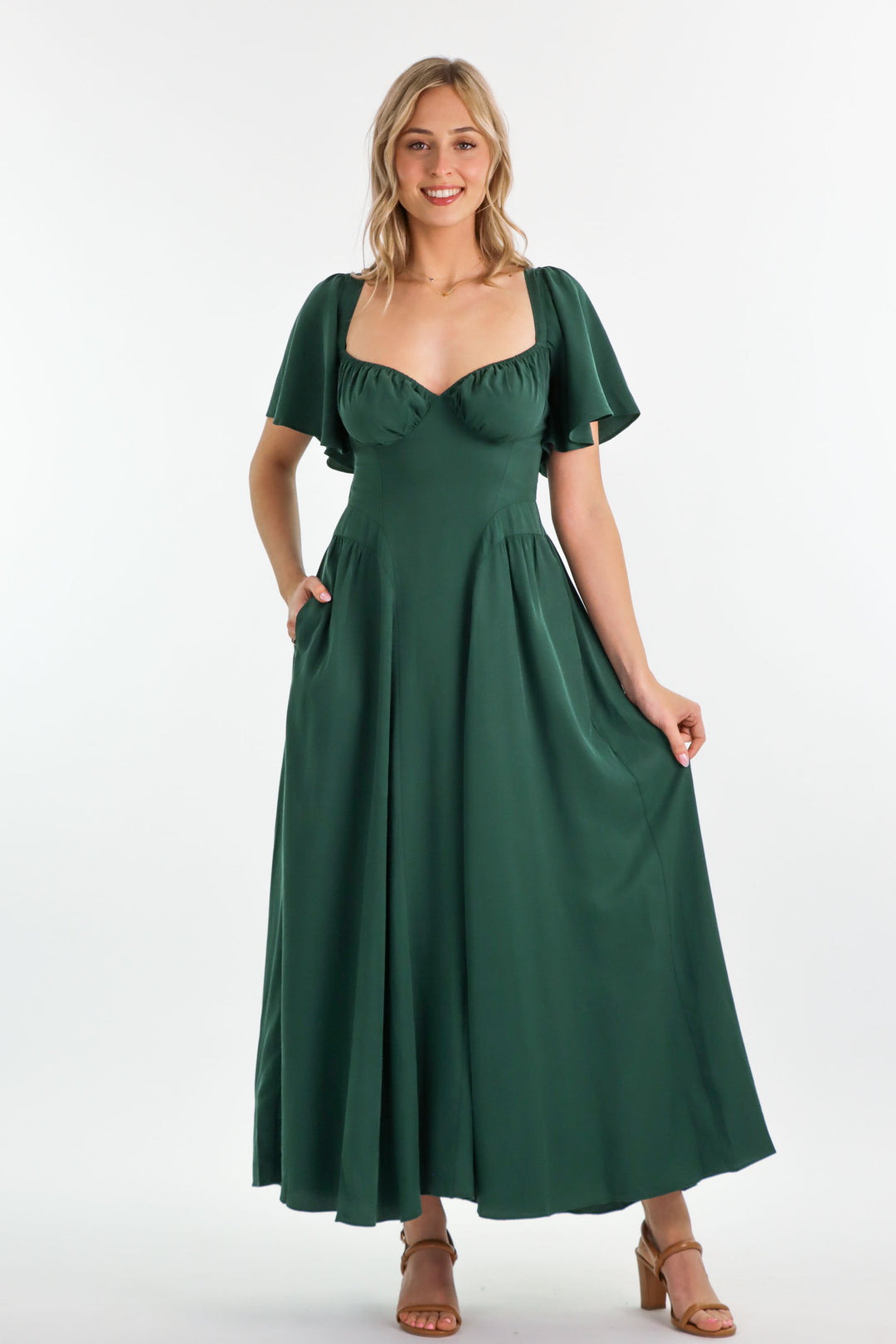 Bridgette Forest Green Dress - Tencel