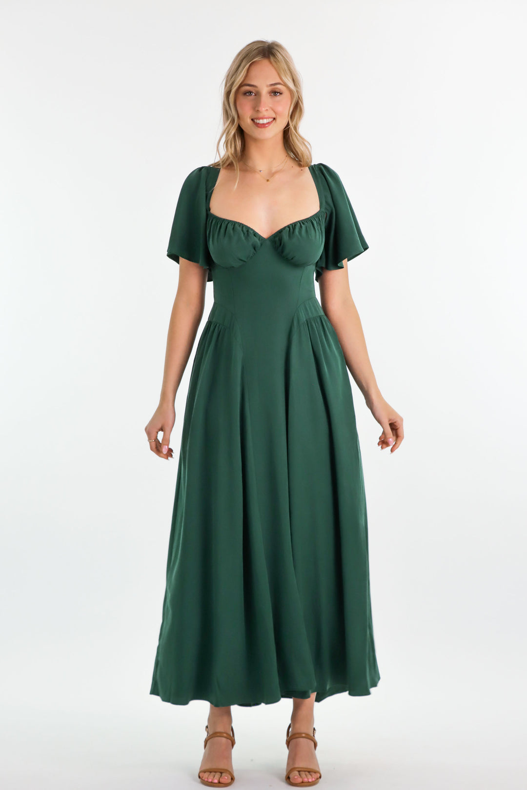 Bridgette Forest Green Dress - Tencel