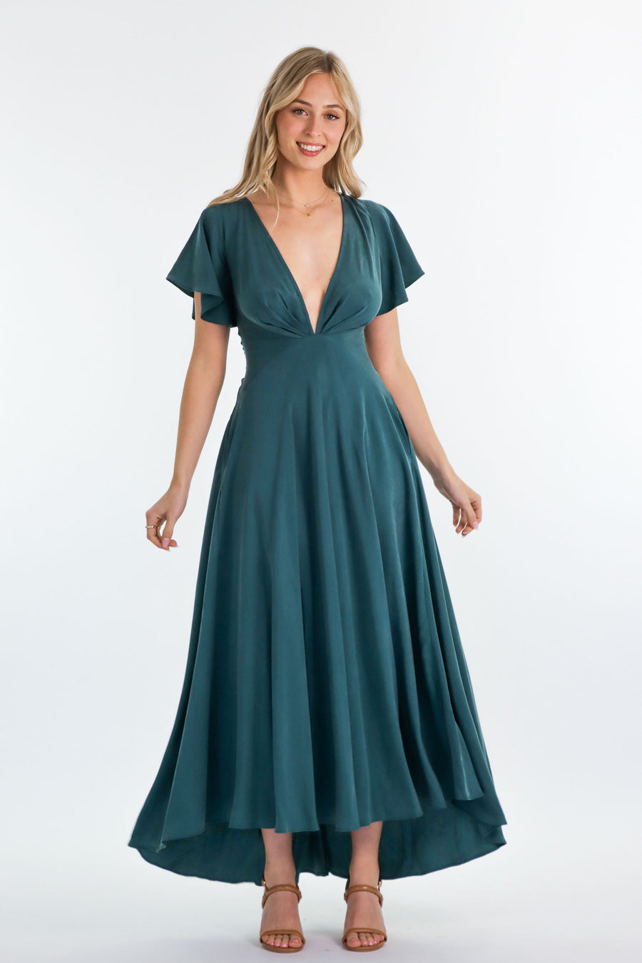 Gorgeous A-line Flutter Cape Sleeves Dress Mulberry
