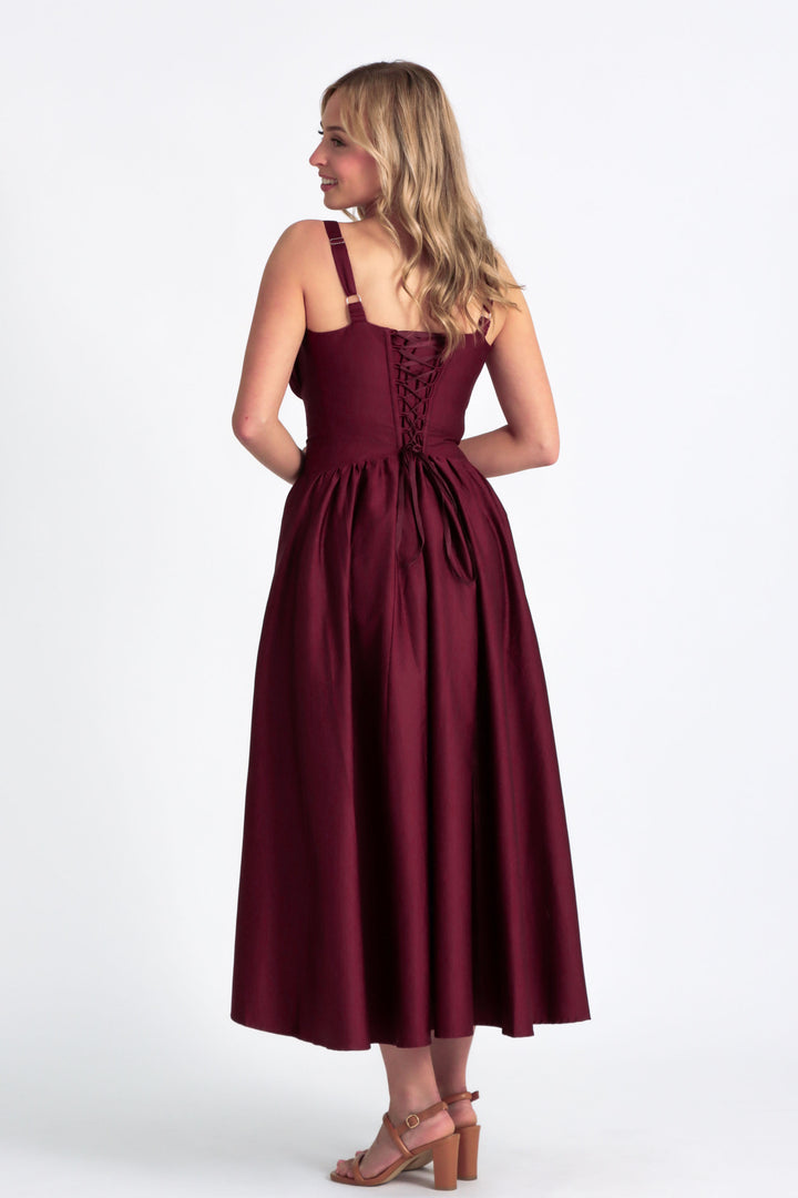 Delilah Plum Dress - Sateen