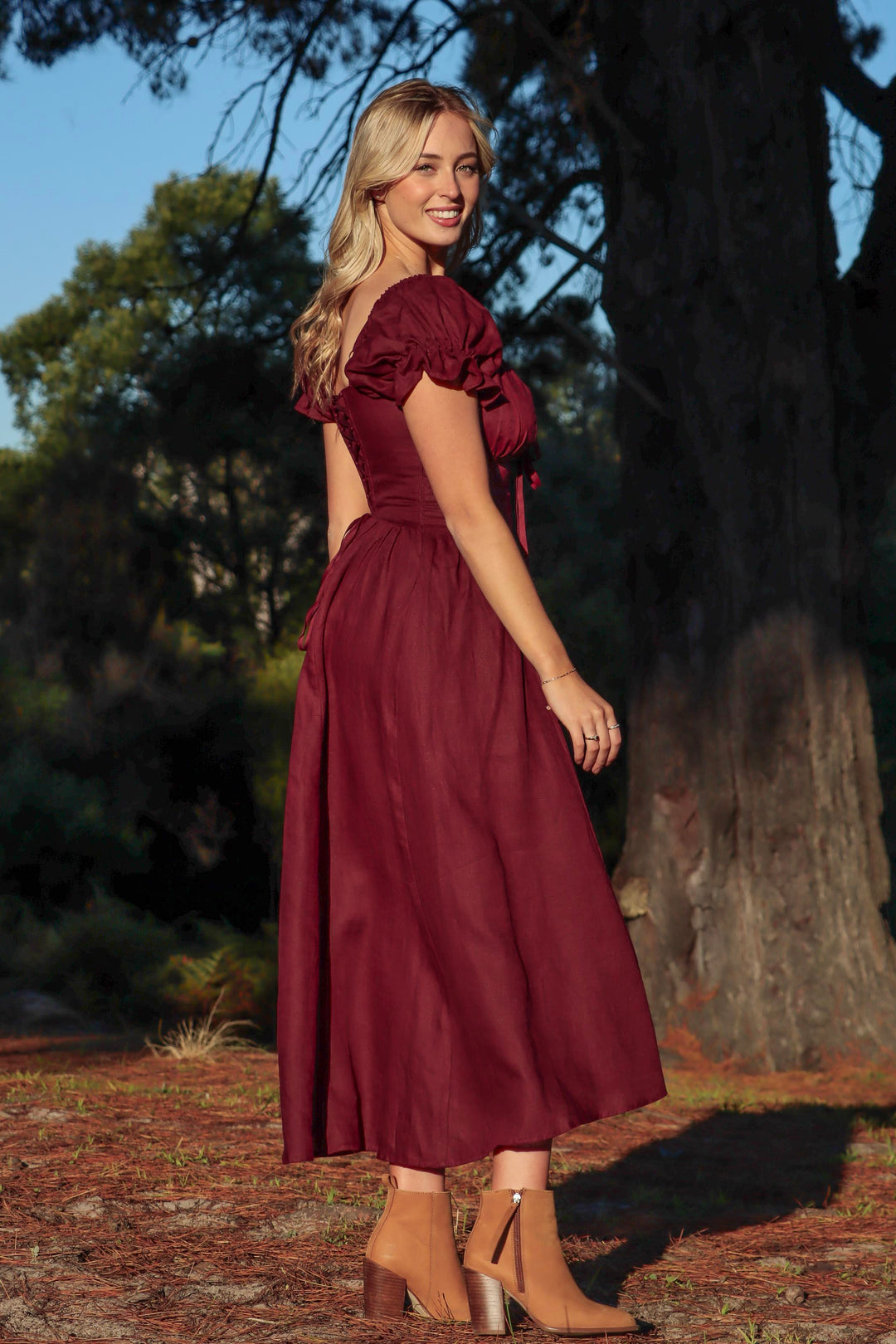 Delilah Plum Dress - Linen