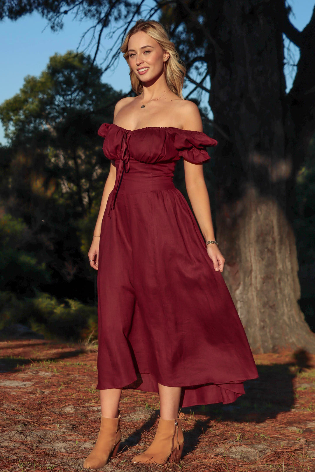 Delilah Plum Dress - Linen