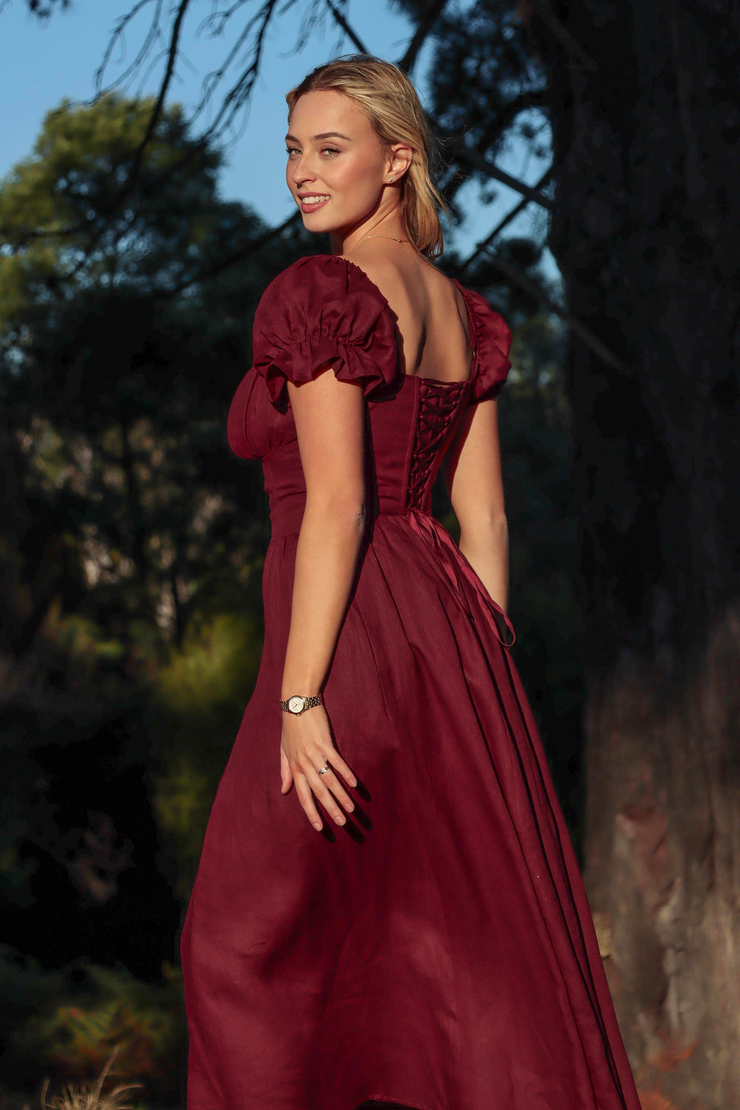 Delilah Plum Dress - Linen