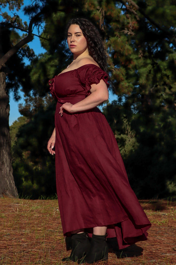 Delilah Plum Linen Dress