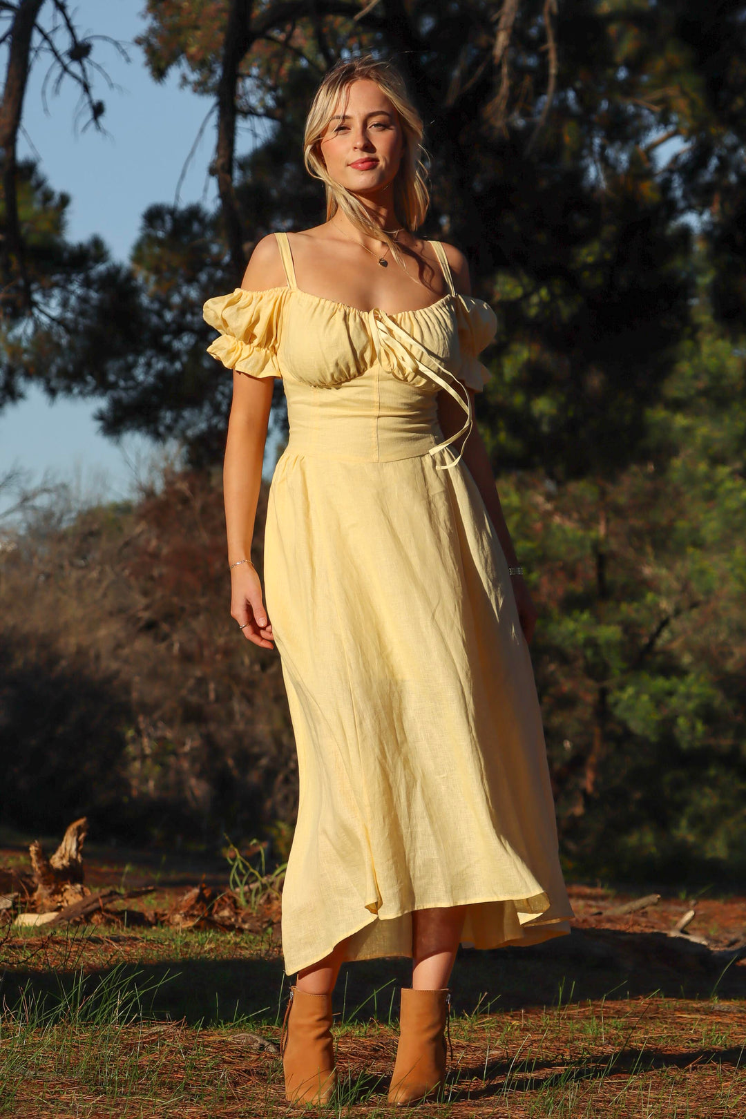 Delilah Butter Yellow Dress - Linen