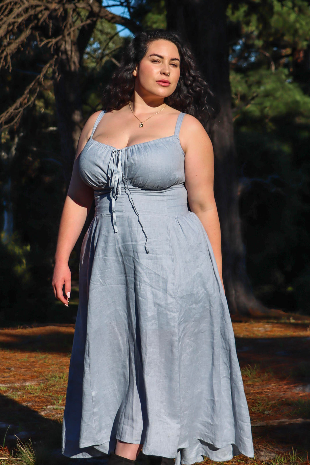 Delilah Soft Blue Dress - Linen